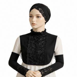 یقه حجاب زنانه مدل ریون ساده به همراه توربان و ساق دست