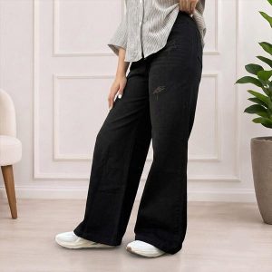 شلوار جین فول بگ زنانه رنگ ذغالی (1796)