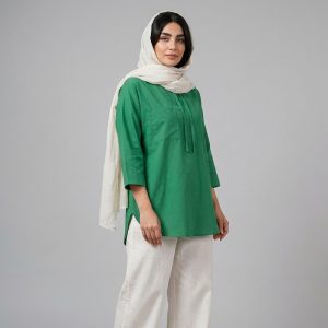 مانتو زنانه جلوبسته مدل آوا جیب ساده
