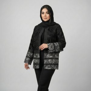 مانتو زنانه جلو باز مدل ژاکارد باتیک هندی