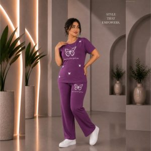 ست تی‌شرت آستین کوتاه و شلوار راحتی زنانه مدل پروانه ای