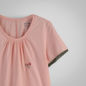 ست  تی شرت و شلوار راحتی زنانه نخی گل‌دار ناربن مدل شقایق