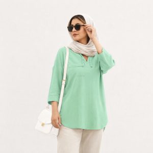 مانتو زنانه جلوبسته مدل آوا جیب پاکتی
