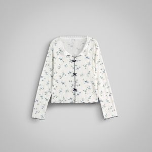 ست لباس راحتی زنانه بلوز و شلوار نخی گل‌دار آستین بلند بلانوت مدل 77497.59