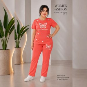 ست تی‌شرت آستین کوتاه و شلوار راحتی زنانه مدل پروانه ای