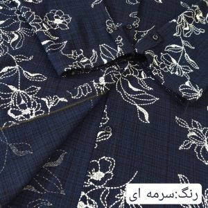 مانتو زنانه گل‌دار لینن آستین سه‌ربع با دکمه مدل 113167