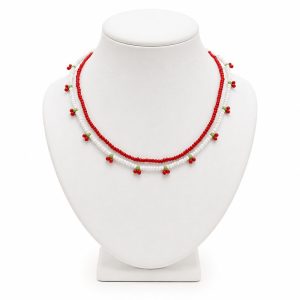 گردنبند زنانه مدل آلبالو گیلاس