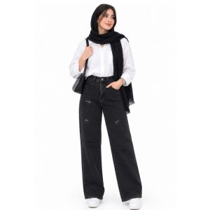شلوار جین نیم‌بگ زنانه مدل 07