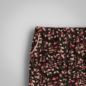ست  تی شرت و شلوار راحتی زنانه نخی گل‌دار ناربن مدل شقایق
