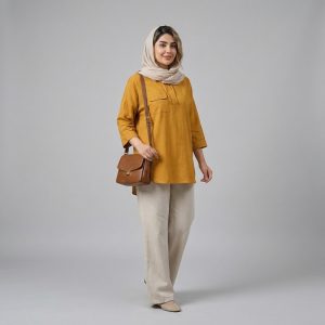 مانتو زنانه جلوبسته مدل آوا جیب پاکتی