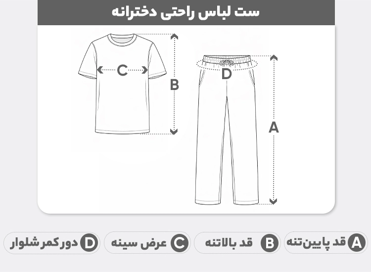 راهنمای سایز ست بلوز و شلوار دخترانه پنبه‌ای طرح پلنگی